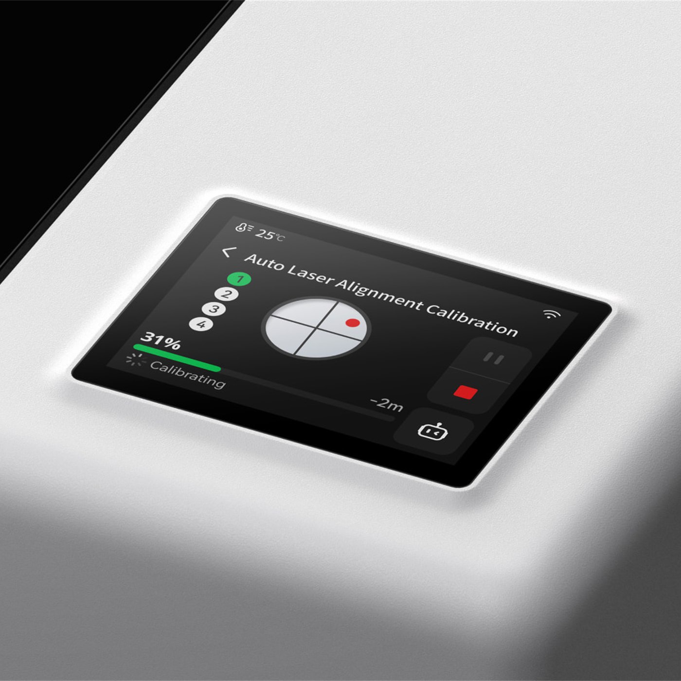R1 touchscreen running automatic laser alignment calibration