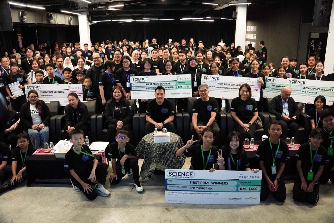 Group photo — all participants of SCIENCE by Sarawak Energy 2026